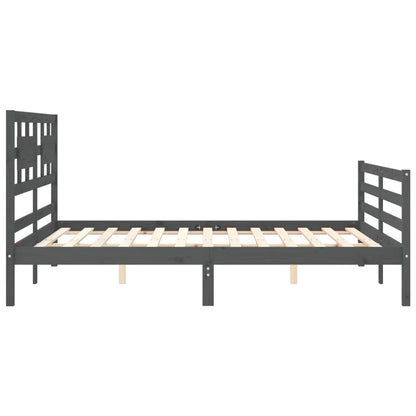 Estrutura de cama com cabeceira 160x200 cm madeira maciça cinza