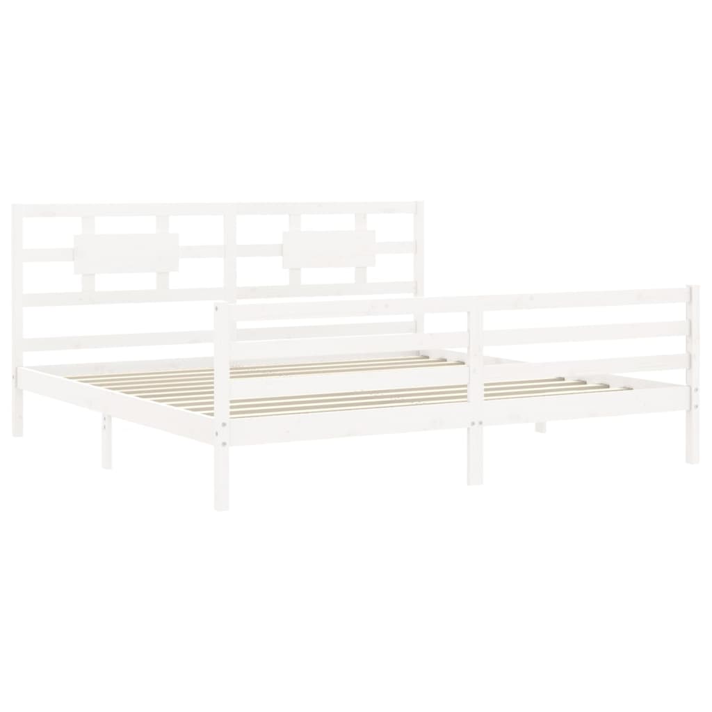 Estrutura de cama com cabeceira 200x200cm madeira maciça branco