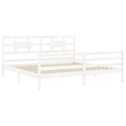 Estrutura de cama com cabeceira 200x200cm madeira maciça branco