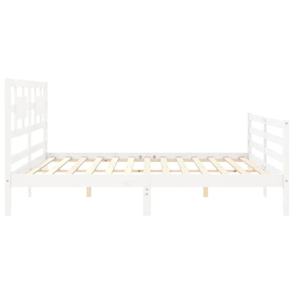 Estrutura de cama com cabeceira 200x200cm madeira maciça branco