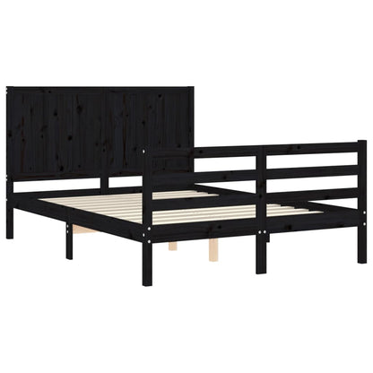 Estrutura de cama com cabeceira 140x200 cm madeira maciça preto