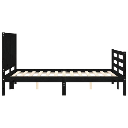 Estrutura de cama com cabeceira 140x200 cm madeira maciça preto