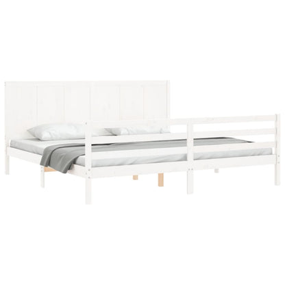 Estrutura cama Super King Size c/ cabeceira madeira branco