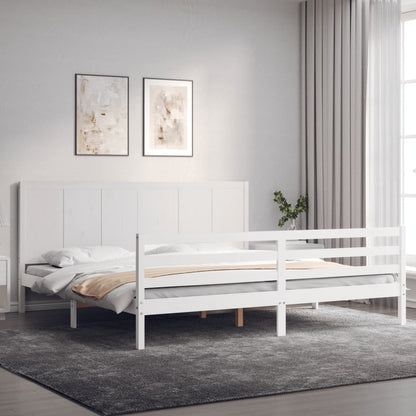 Estrutura cama Super King Size c/ cabeceira madeira branco