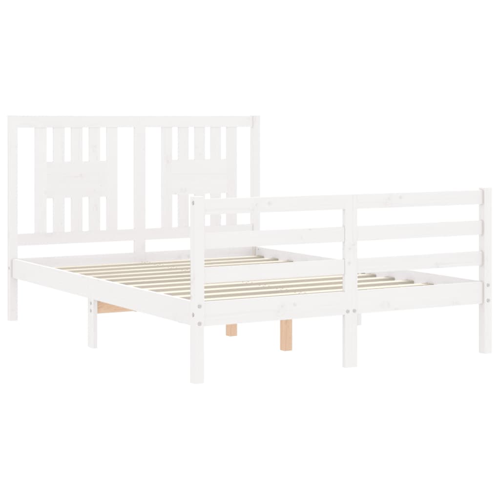 Estrutura de cama com cabeceira 140x190cm madeira maciça branco