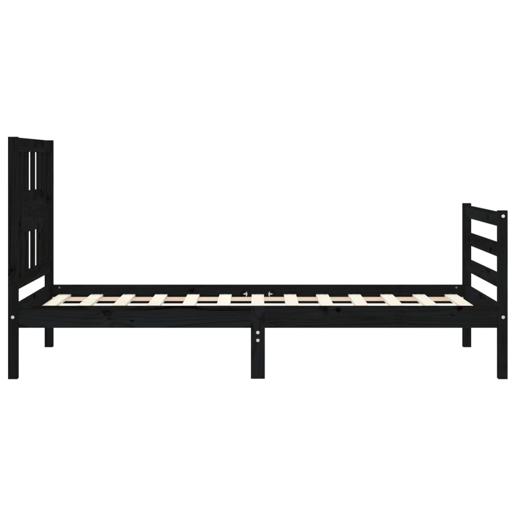 Estrutura de cama com cabeceira 100x200 cm madeira maciça preto