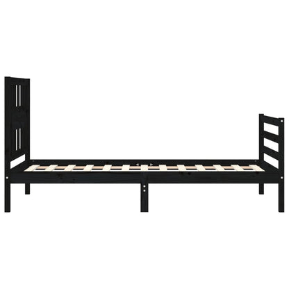 Estrutura de cama com cabeceira 100x200 cm madeira maciça preto