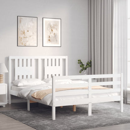 Estrutura de cama com cabeceira 120x200cm madeira maciça branco