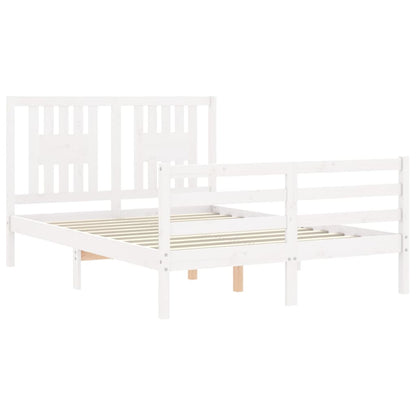 Estrutura de cama com cabeceira 120x200cm madeira maciça branco