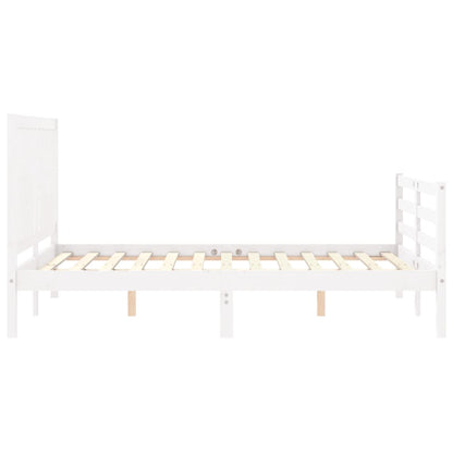 Estrutura de cama com cabeceira 120x200cm madeira maciça branco