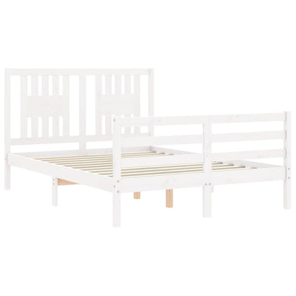 Estrutura de cama com cabeceira 140x200cm madeira maciça branco