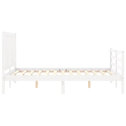 Estrutura de cama com cabeceira 140x200cm madeira maciça branco