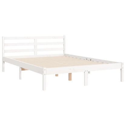 Estrutura de cama com cabeceira 140x200cm madeira maciça branco