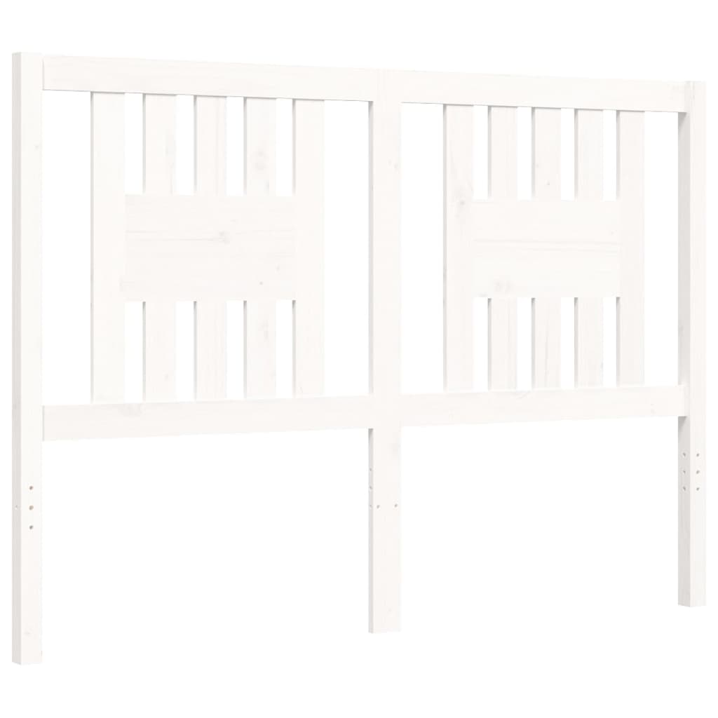 Estrutura de cama com cabeceira 140x200cm madeira maciça branco