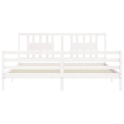 Estrutura cama Super King Size c/ cabeceira madeira branco