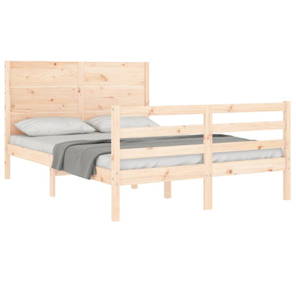 Estrutura de cama com cabeceira 140x190 cm madeira maciça