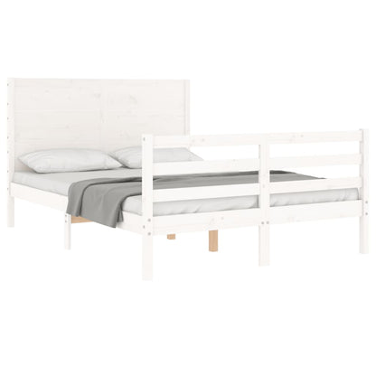 Estrutura de cama com cabeceira 140x190cm madeira maciça branco