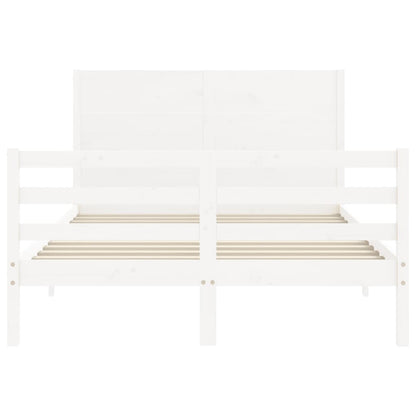 Estrutura de cama com cabeceira 140x190cm madeira maciça branco