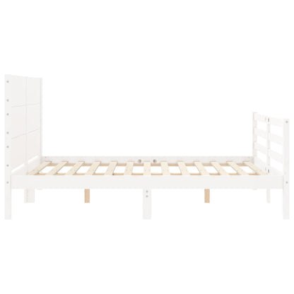 Estrutura de cama com cabeceira 140x190cm madeira maciça branco