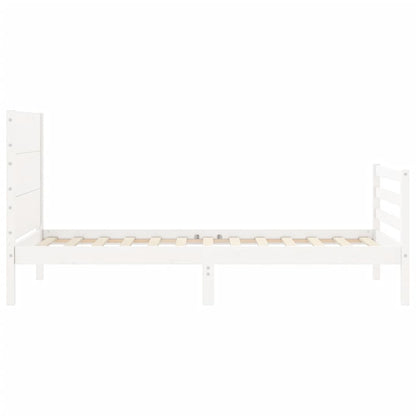 Estrutura de cama com cabeceira 100x200cm madeira maciça branco