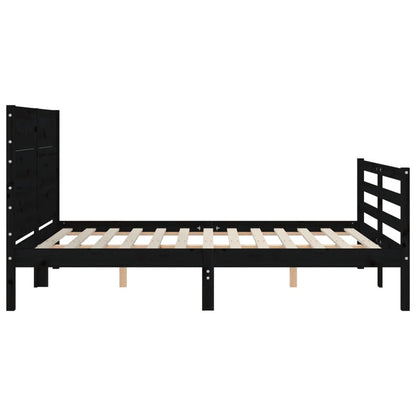 Estrutura de cama com cabeceira 140x200 cm madeira maciça preto