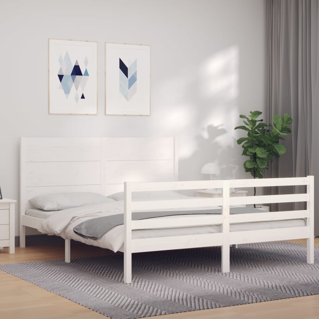 Estrutura de cama King Size com cabeceira madeira maciça branco