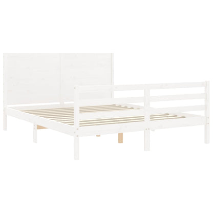 Estrutura de cama King Size com cabeceira madeira maciça branco