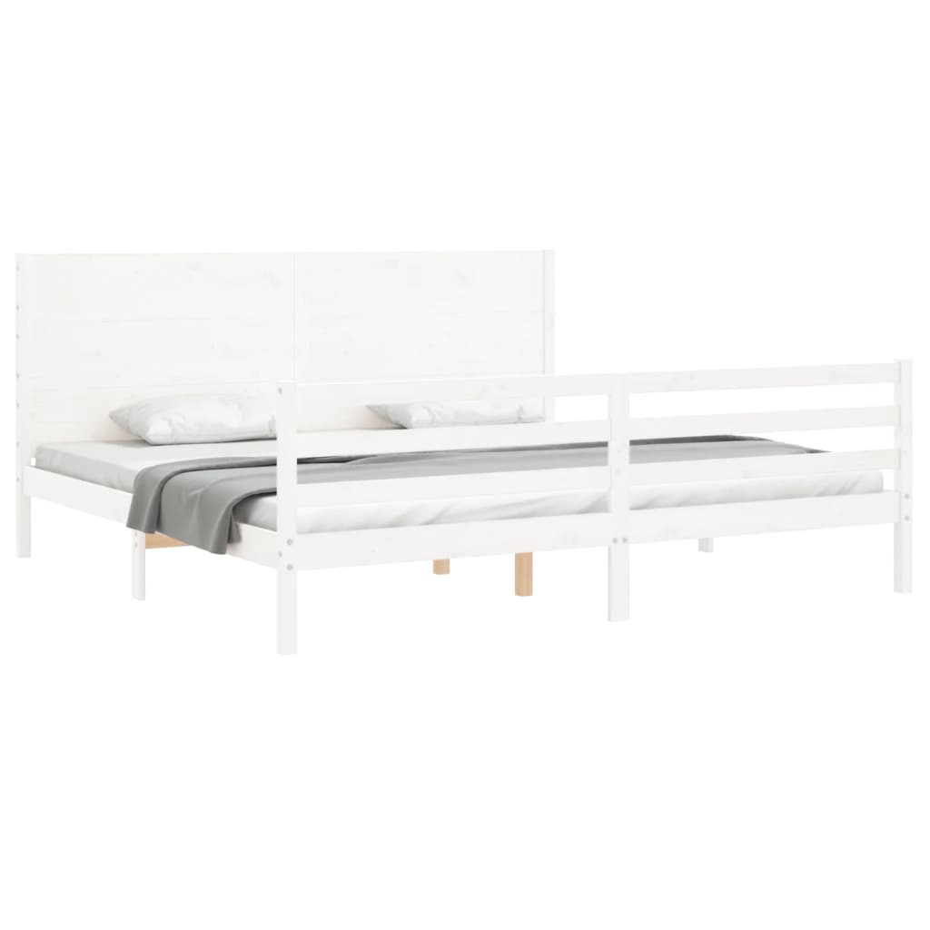 Estrutura cama Super King Size c/ cabeceira madeira branco