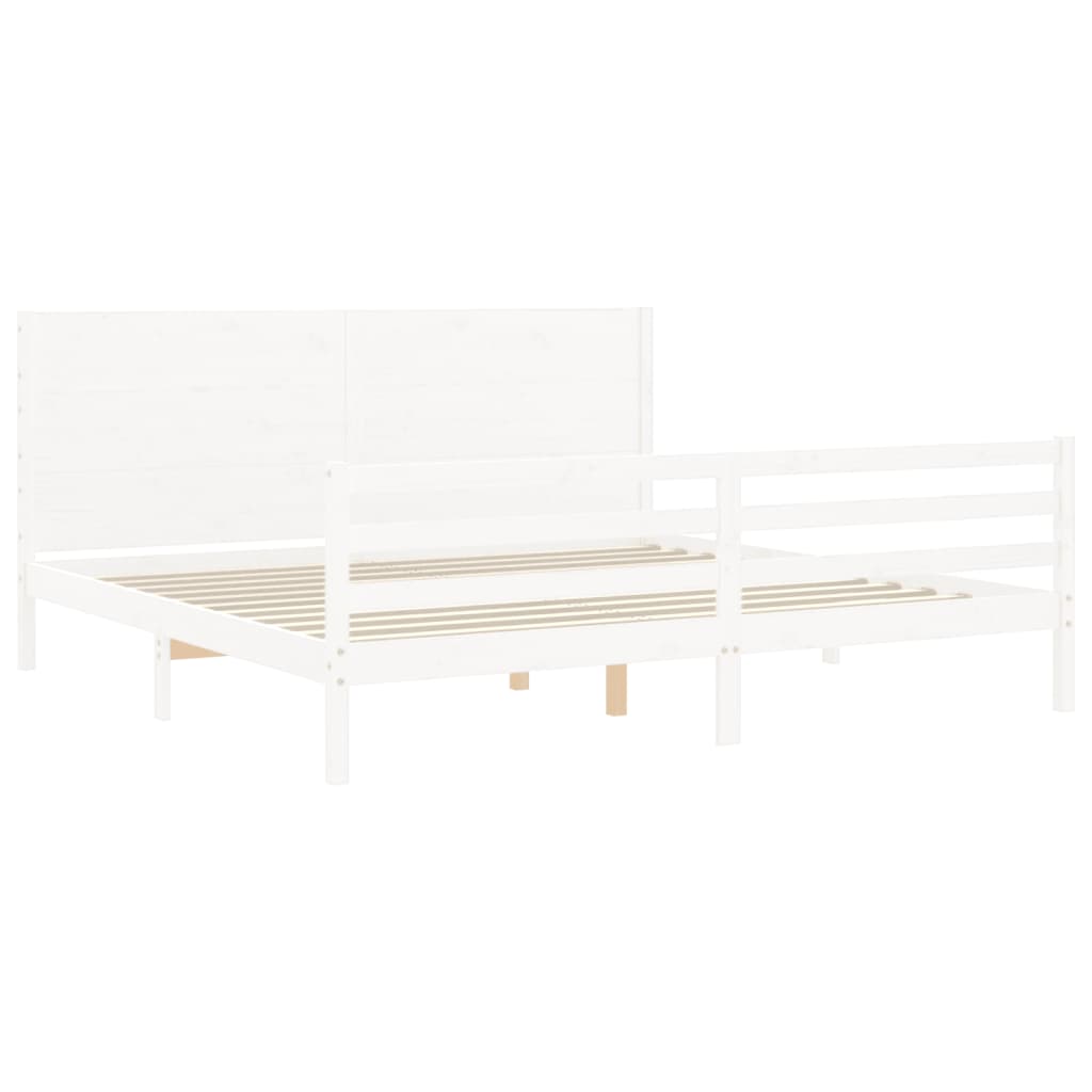 Estrutura cama Super King Size c/ cabeceira madeira branco