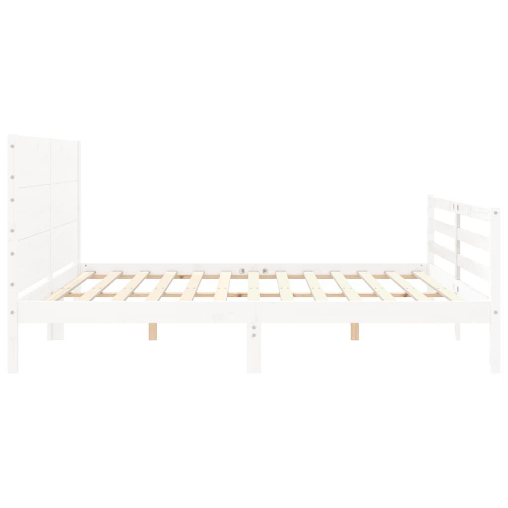 Estrutura cama Super King Size c/ cabeceira madeira branco