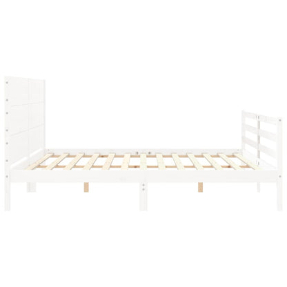 Estrutura cama Super King Size c/ cabeceira madeira branco