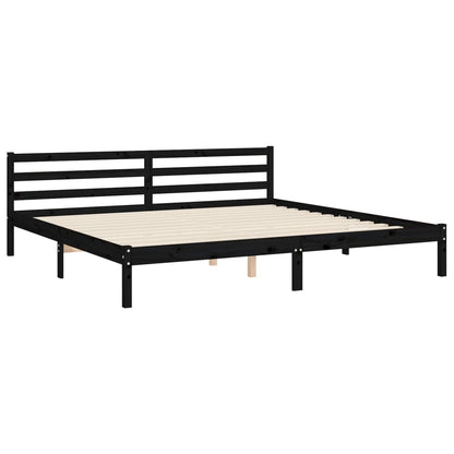 Estrutura de cama com cabeceira 200x200 cm madeira maciça preto