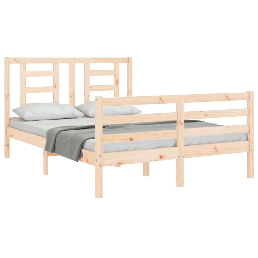 Estrutura de cama com cabeceira 140x190 cm madeira maciça