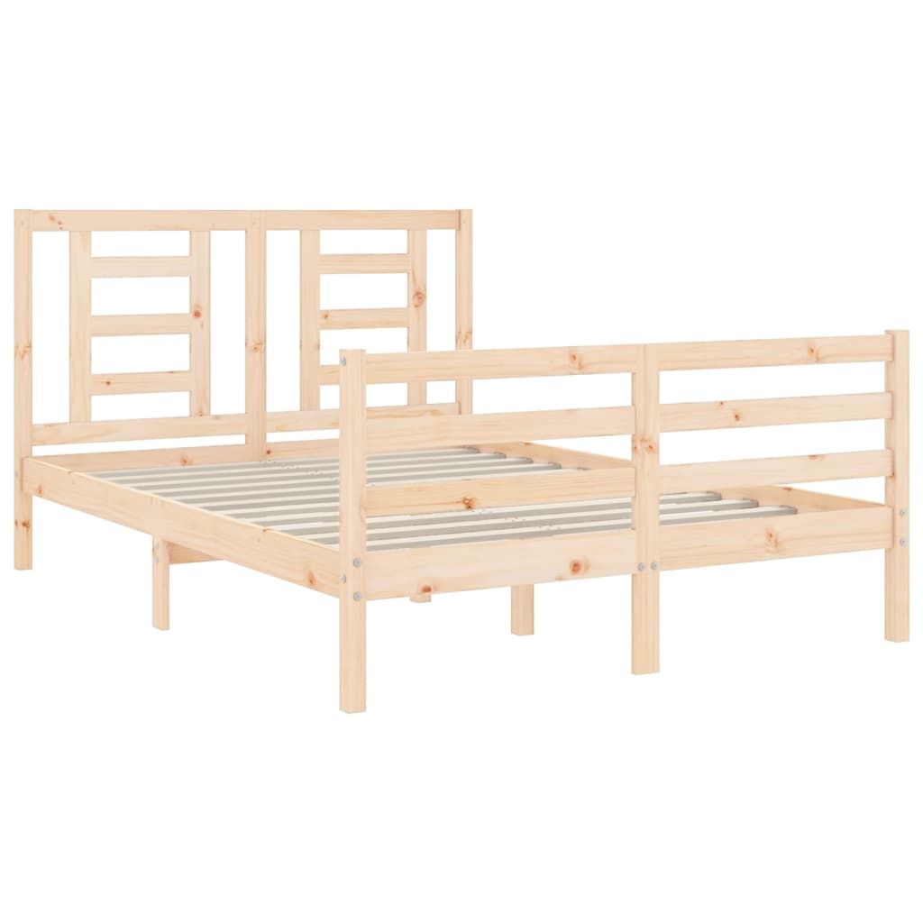 Estrutura de cama com cabeceira 140x190 cm madeira maciça