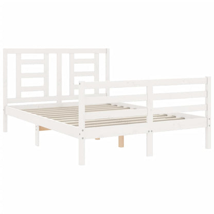 Estrutura de cama com cabeceira 140x190cm madeira maciça branco