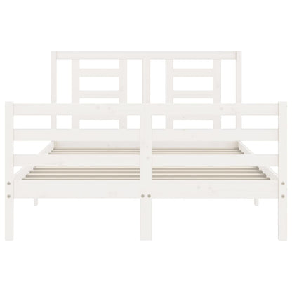 Estrutura de cama com cabeceira 140x190cm madeira maciça branco