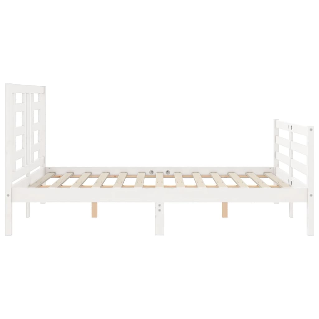 Estrutura de cama com cabeceira 140x190cm madeira maciça branco