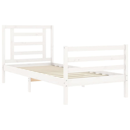 Estrutura de cama com cabeceira 100x200cm madeira maciça branco