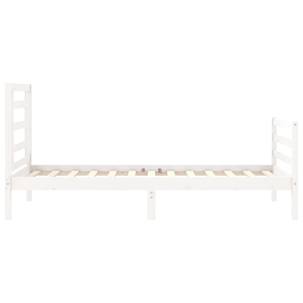 Estrutura de cama com cabeceira 100x200cm madeira maciça branco