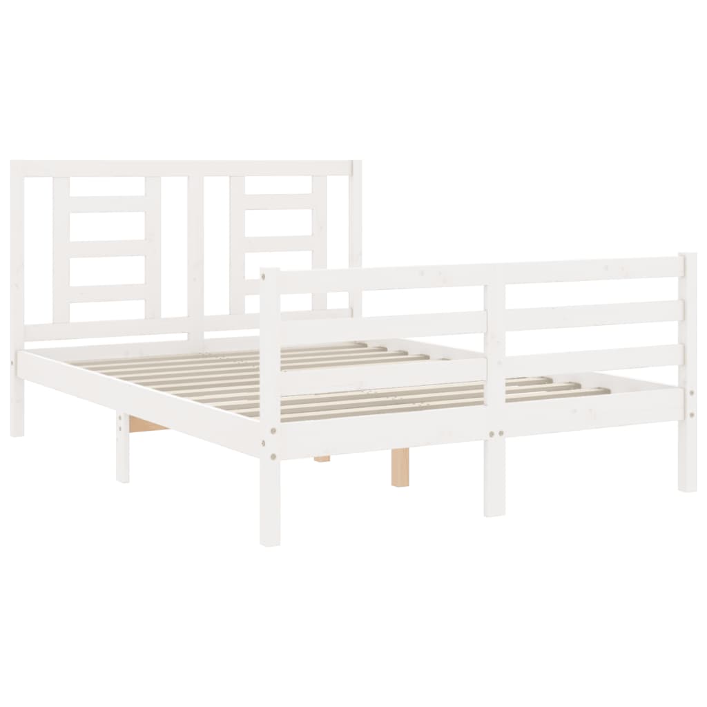 Estrutura de cama com cabeceira 120x200cm madeira maciça branco