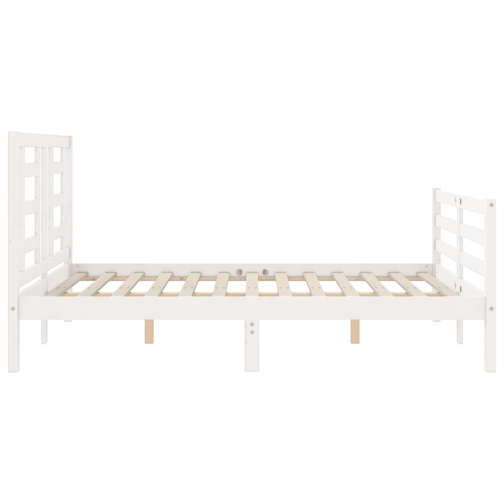 Estrutura de cama com cabeceira 120x200cm madeira maciça branco