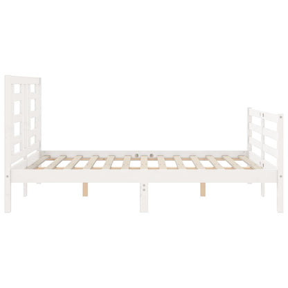 Estrutura de cama com cabeceira 120x200cm madeira maciça branco