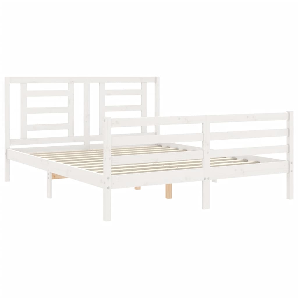 Estrutura de cama King Size com cabeceira madeira maciça branco