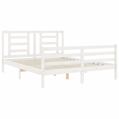 Estrutura de cama King Size com cabeceira madeira maciça branco