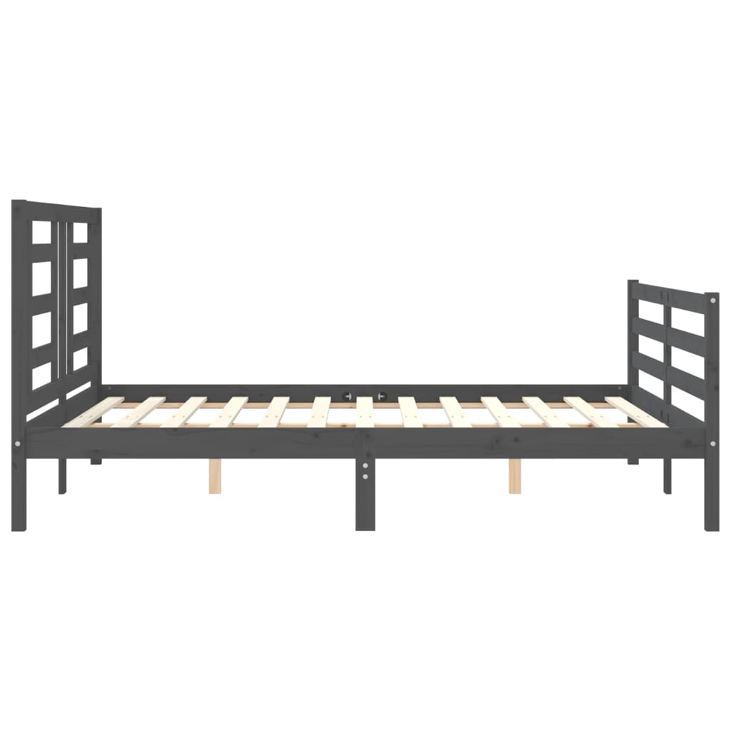 Estrutura de cama com cabeceira 160x200 cm madeira maciça cinza