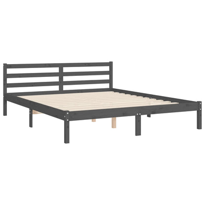 Estrutura de cama com cabeceira 160x200 cm madeira maciça cinza