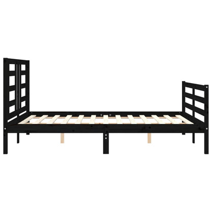 Estrutura de cama com cabeceira 160x200 cm madeira maciça preto