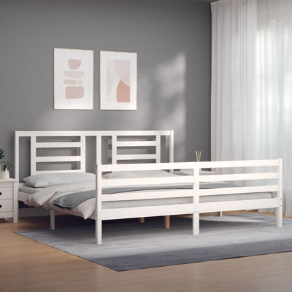 Estrutura cama Super King Size c/ cabeceira madeira branco