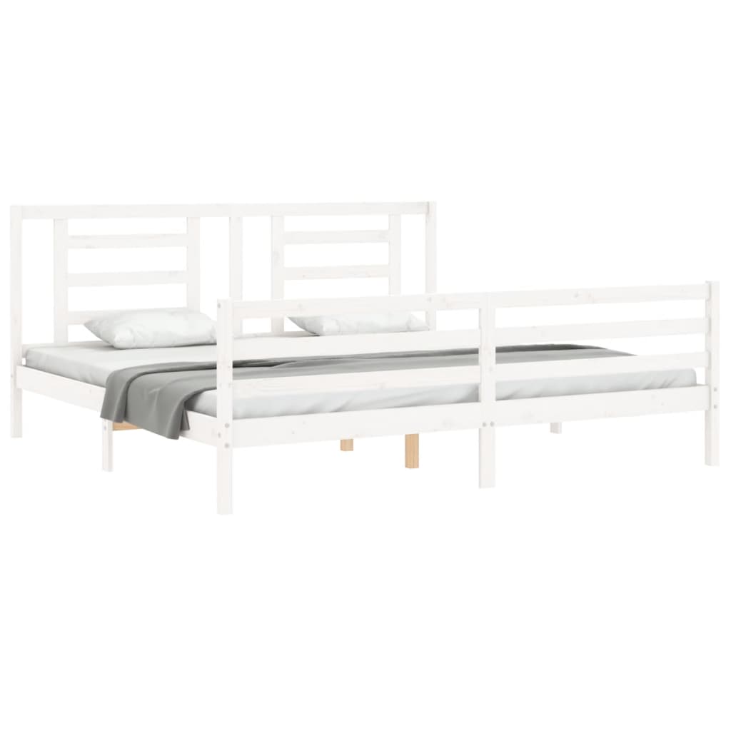 Estrutura cama Super King Size c/ cabeceira madeira branco