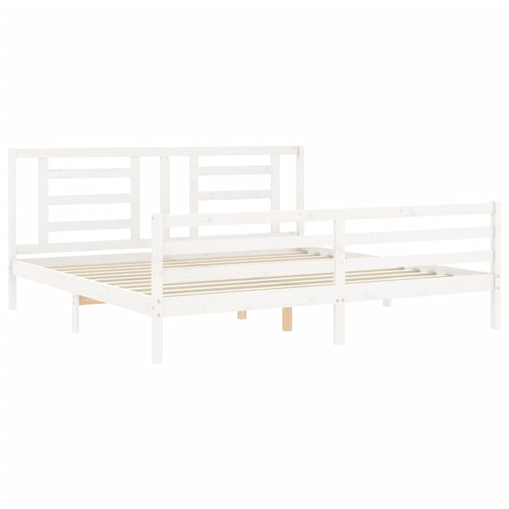 Estrutura cama Super King Size c/ cabeceira madeira branco